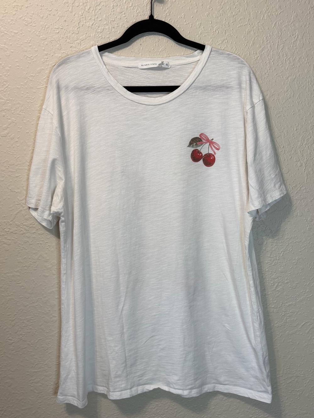 Altar'd State 100% Cotton White Cherry Graphic T-Shirt
